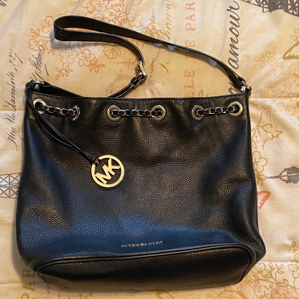 Michael Kors Black Pebbled Leather Shoulder Bag